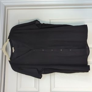 Sheer Black Button up Ruffle Shirt